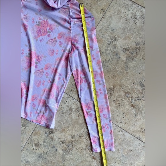 NWT Free People Semi Sheer Top Turtleneck Floral Sexy! Purple Pink Soft Rare - Picture 5 of 8